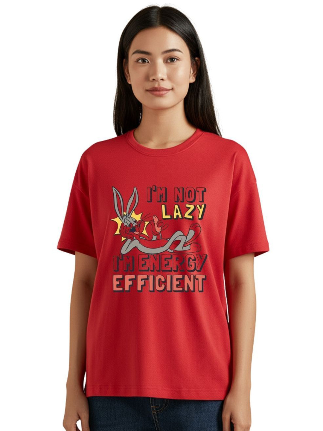 PULP Unisex I'm Not Lazy I'm Energy Efficient Typography Printed Pure Cotton T-Shirt