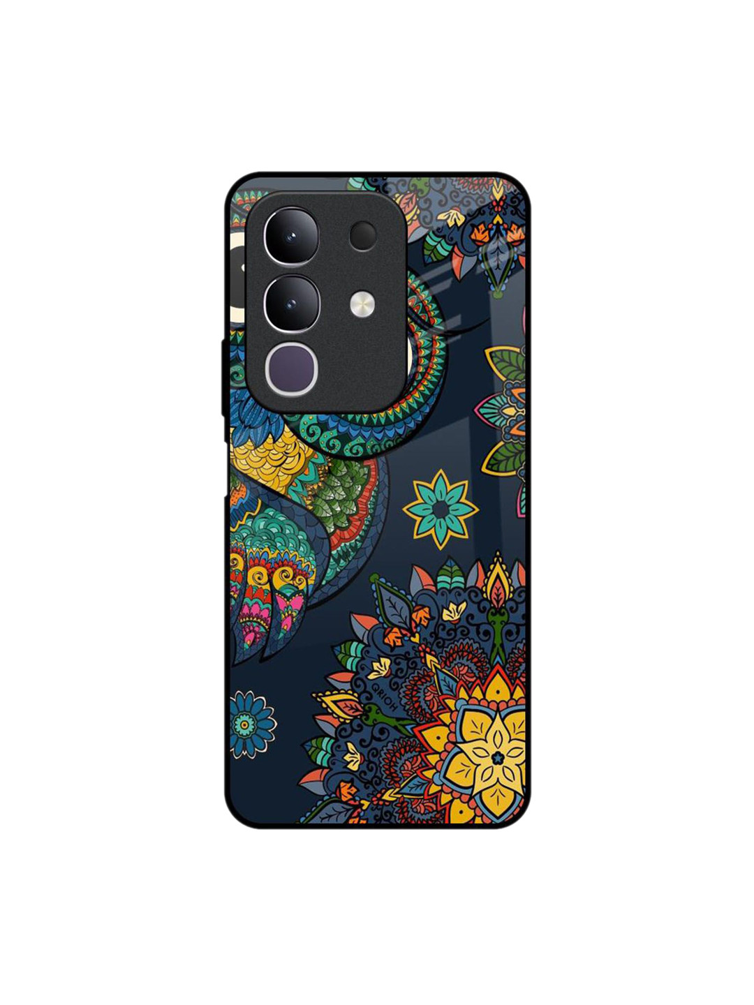 QRIOH Owl Art Printed Vivo T4x 5G Glass Back Case Mobile Accessories