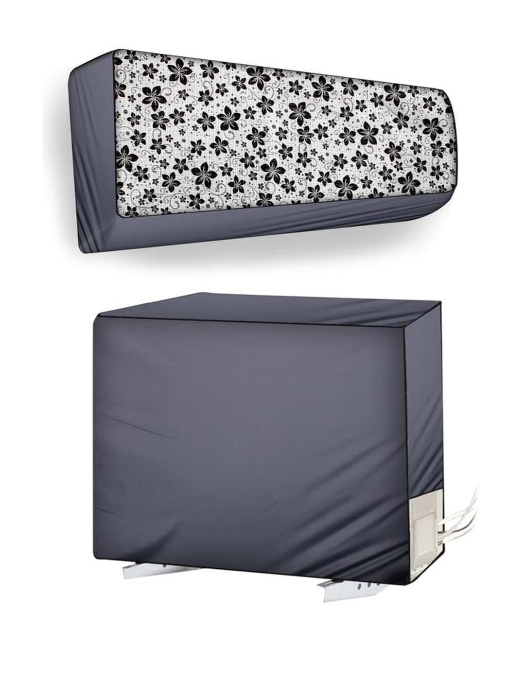 The Furnishing Tree Split AC Cover Set of Indoor & Outdoor Unit Used for 1 Ton Bluestar PLU Floral