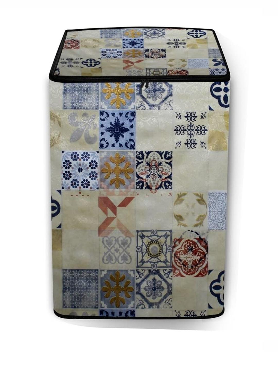 The Furnishing Tree Washing Machine Cover Mosaic Pattern Yellow Compatible for Whirlpool 7.2 Kg Ful