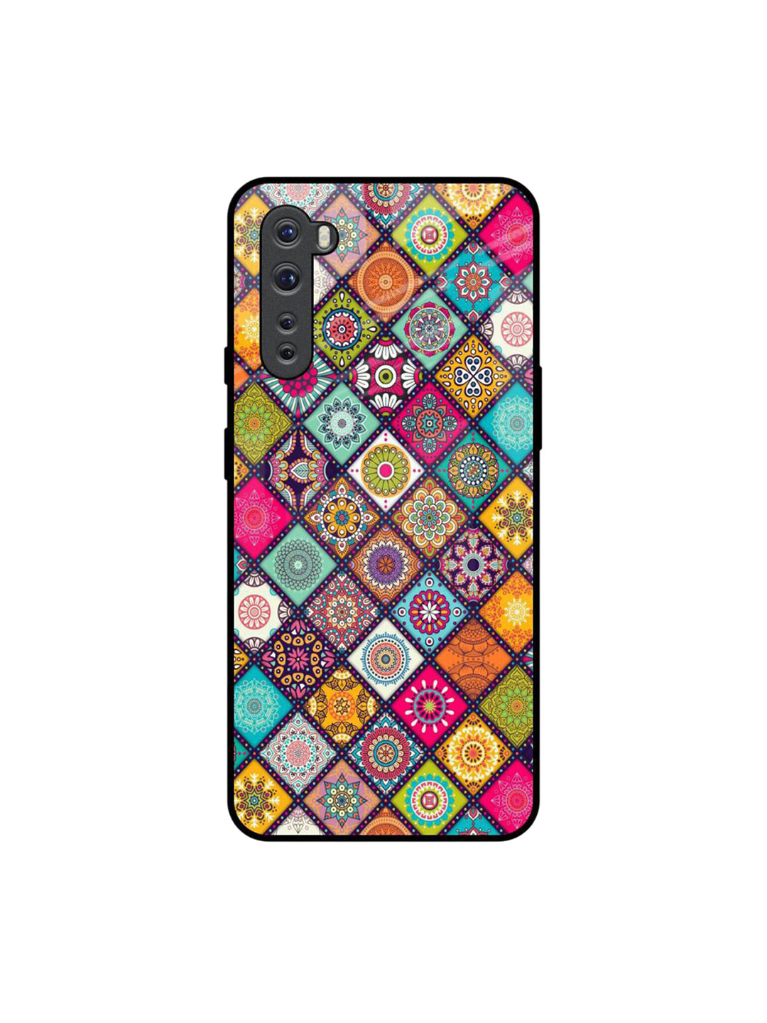 QRIOH Mandala Printed Glass OnePlus Nord Mobile Back Case Cover