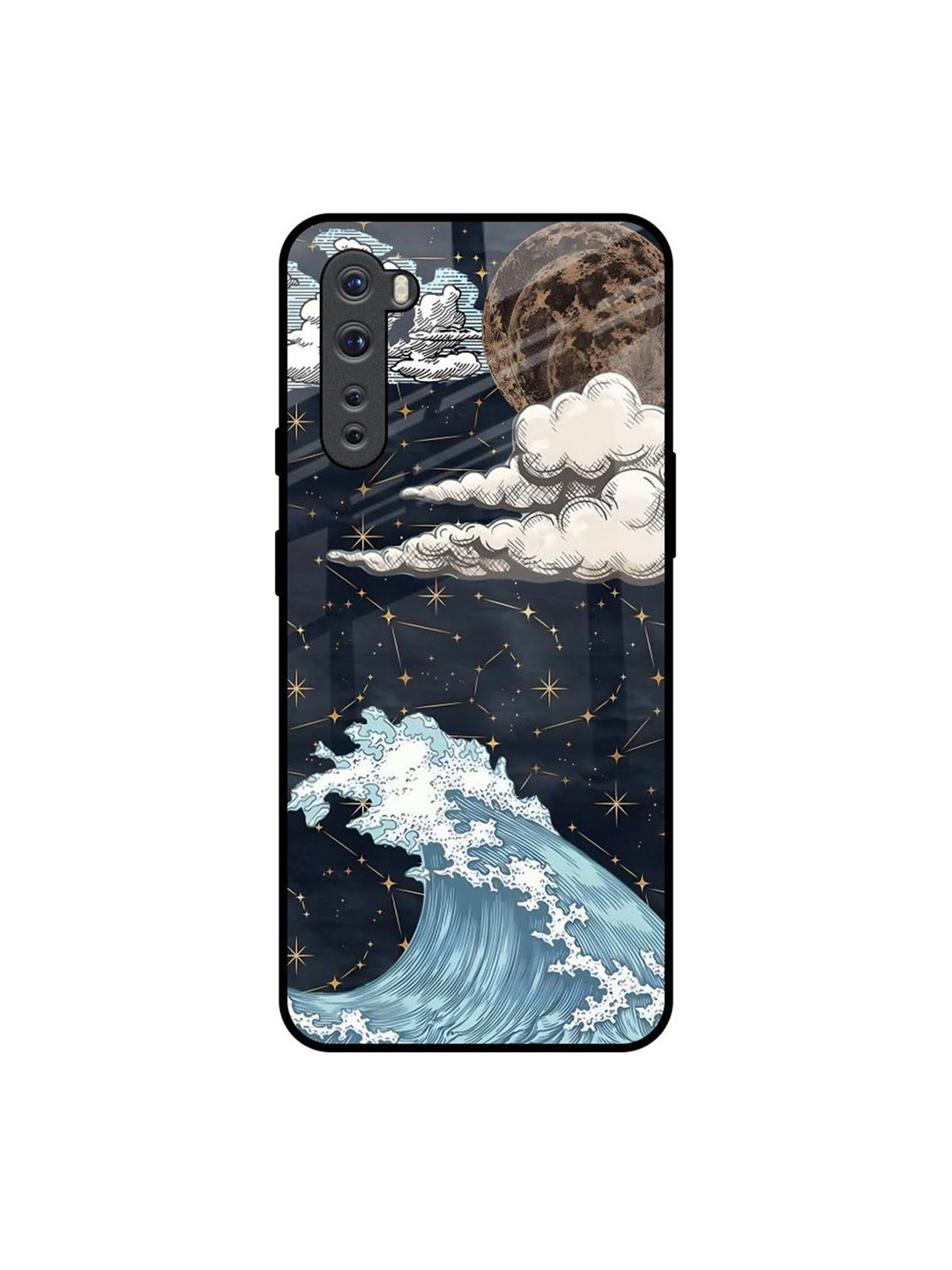 QRIOH Quirky Printed OnePlus Nord High Tides Glass Back Case Mobile Accessories