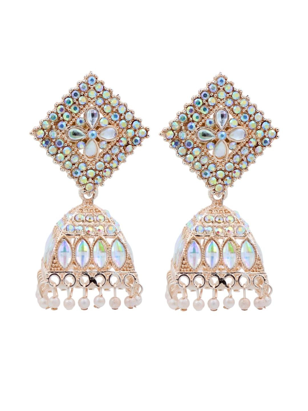 Traditional Rose Gold Color Jhumka Earrings Set for Women & Girls