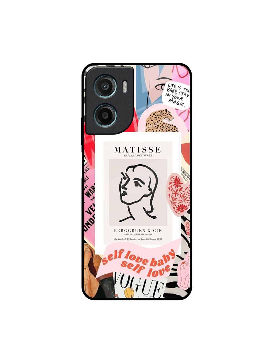 QRIOH Self Love Printed Motorola G05 Glass Back Case Mobile Accessories