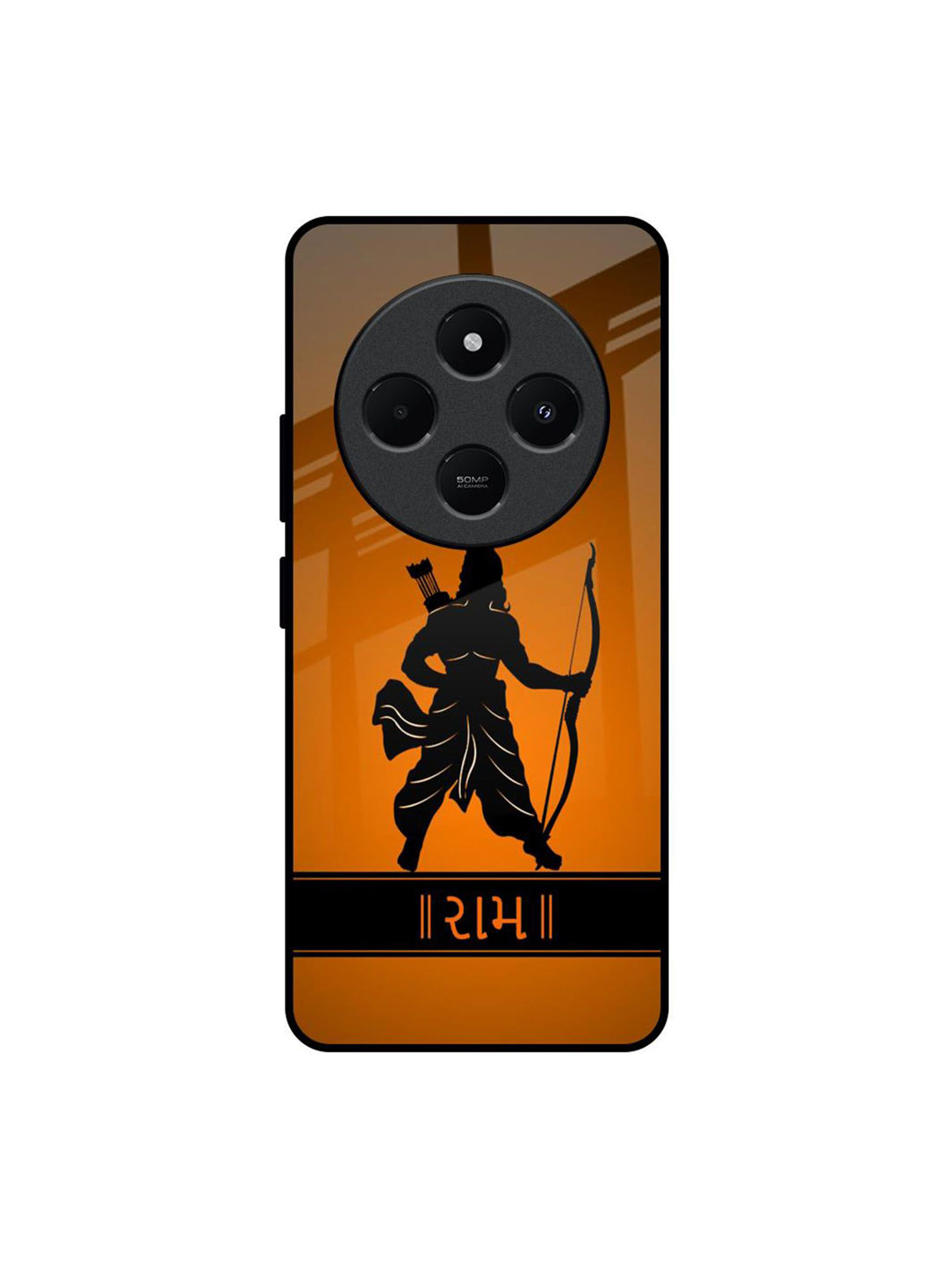 QRIOH Halo Rama Printed Redmi 14C 5G Glass Back Case Mobile Accessories