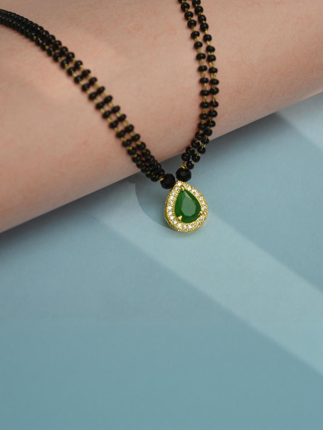 JEWELOPIA Women Green Mangalsutra