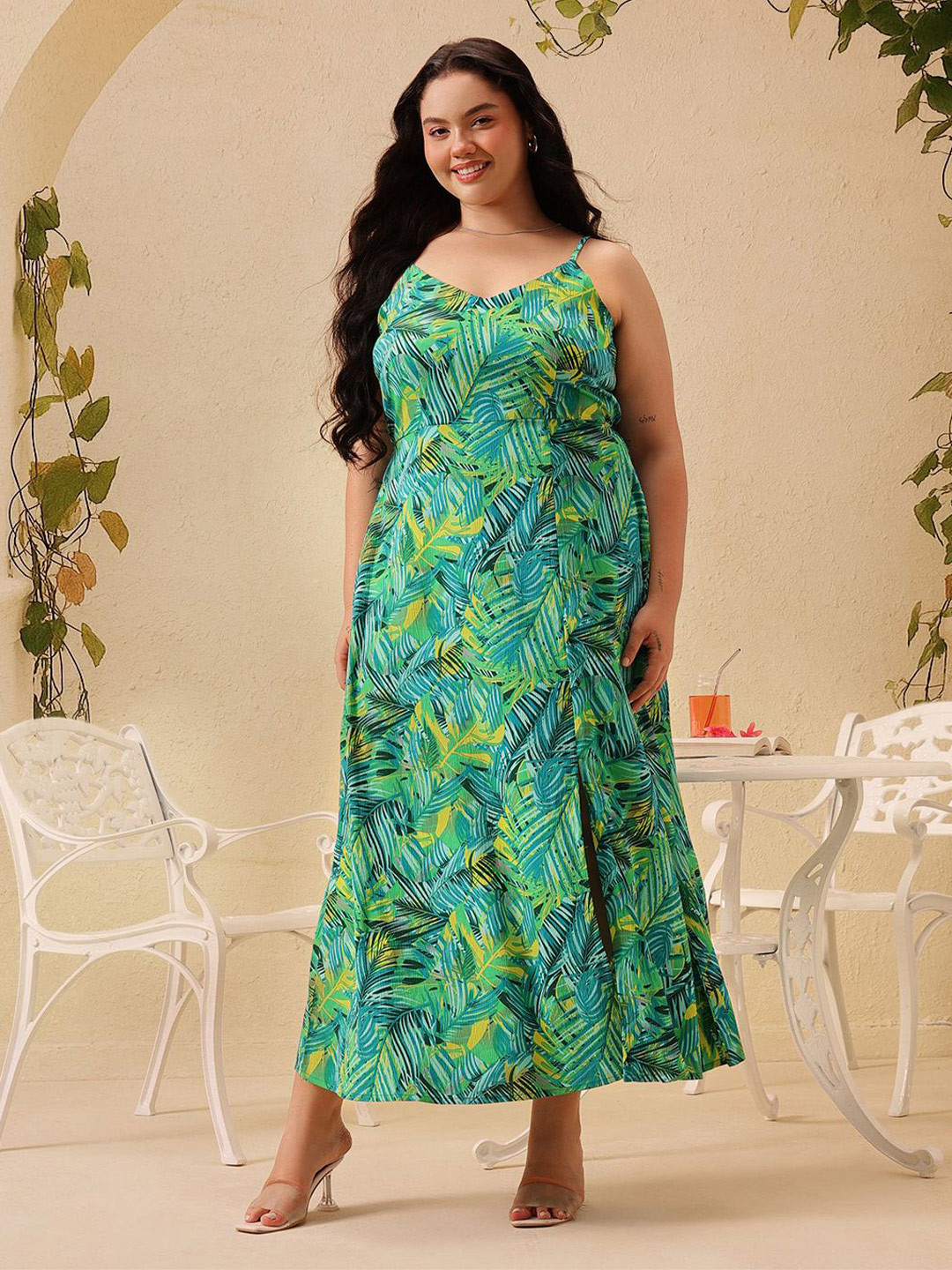 CURVY STREET Women Tropical Print Maxi Dress