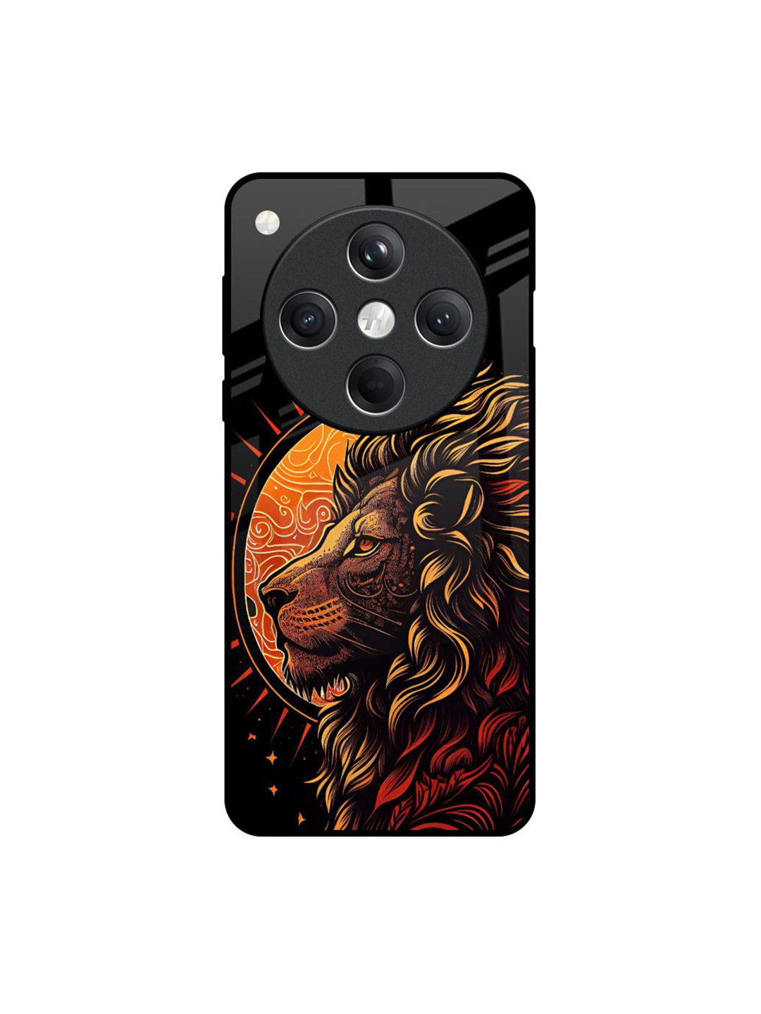 QRIOH Unisex Oppo Find X8 5G Sun Faced Lion Impact Resistant Glass Back Case