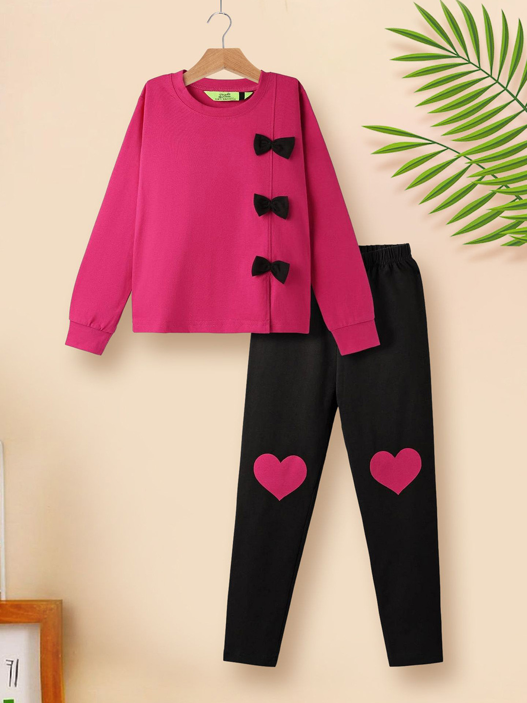 Tiara Girls Bow Embellished Pure Cotton Top With Legging