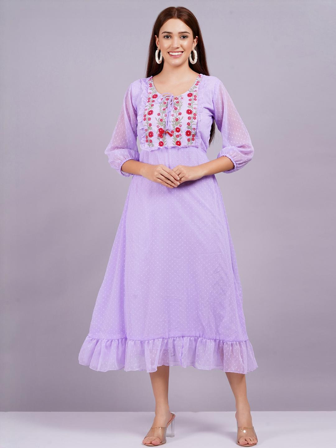 Lavender Georgette Women Dress