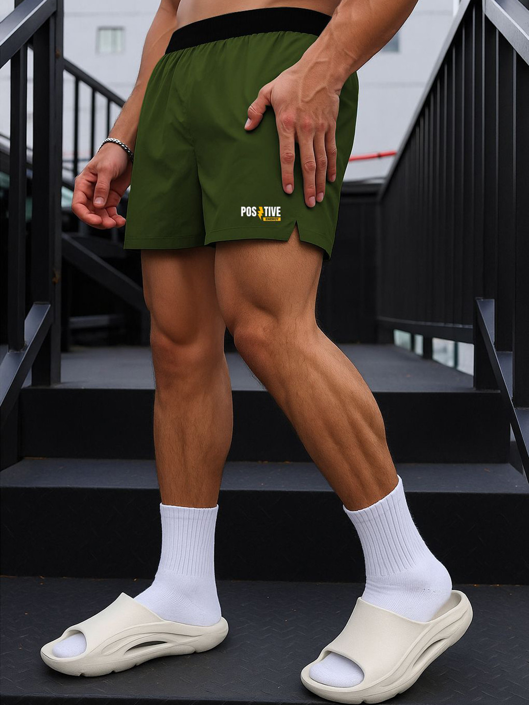culish Men Positive Printed Running Sports Shorts