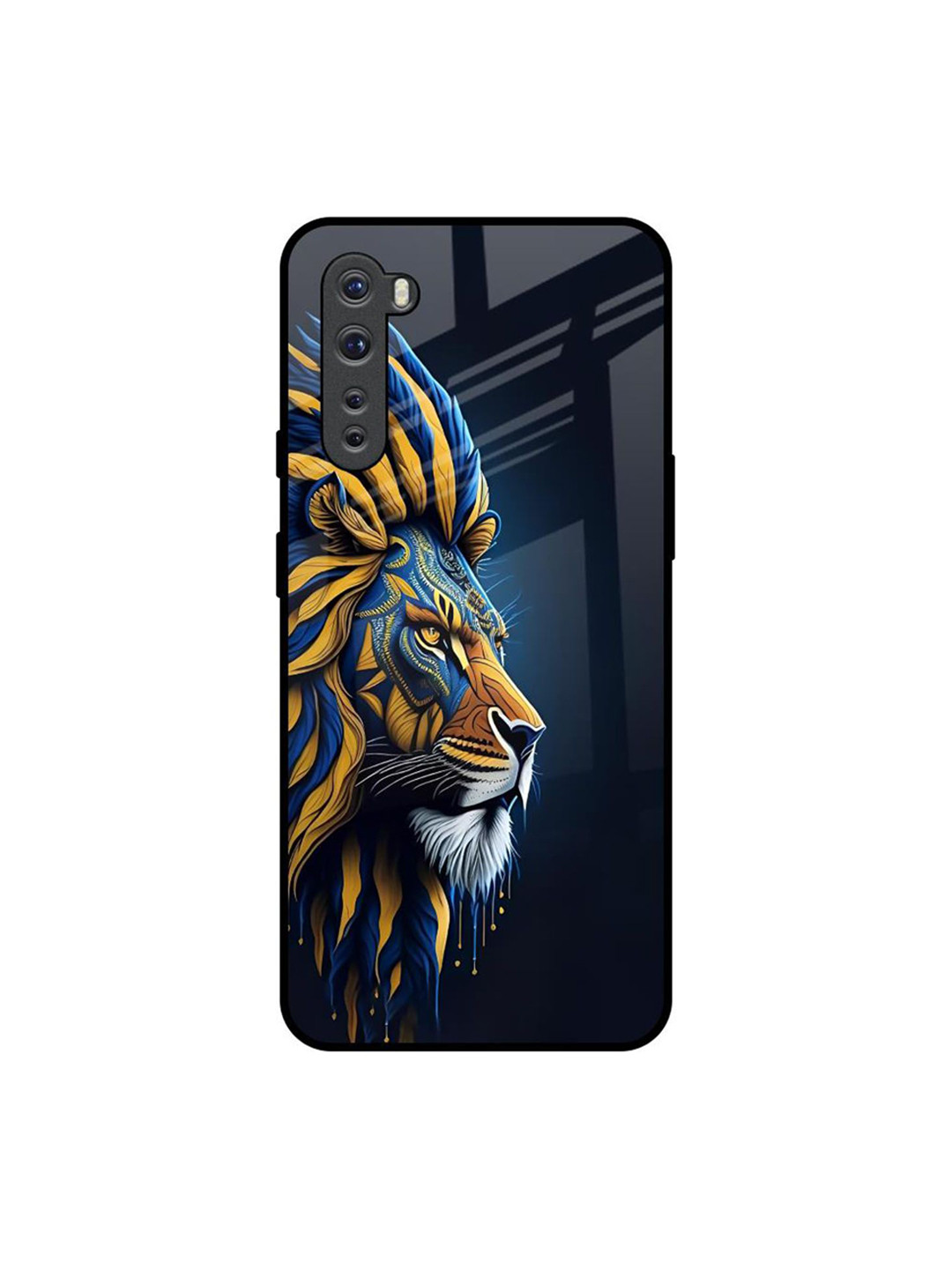 QRIOH Unisex OnePlus Nord Quirky Animated Lion Shockproof Glass Back Case