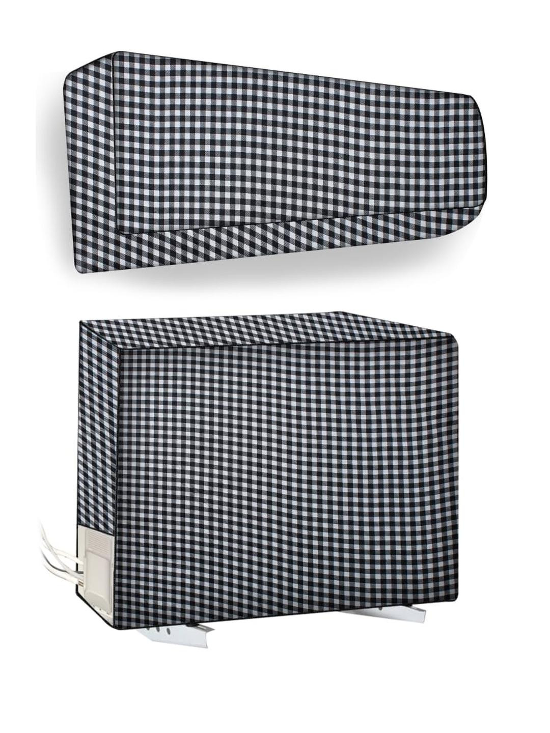 The Furnishing Tree 1.5 Ton Split AC Cover for Indoor and Outdoor Units Checkered Pattern White