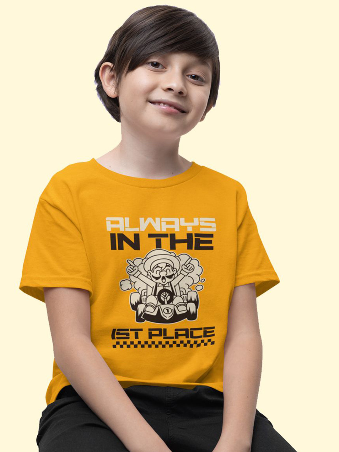 JEMBER Kids Typography Printed Round Neck Pure Cotton Regular Fit Casual T-Shirt