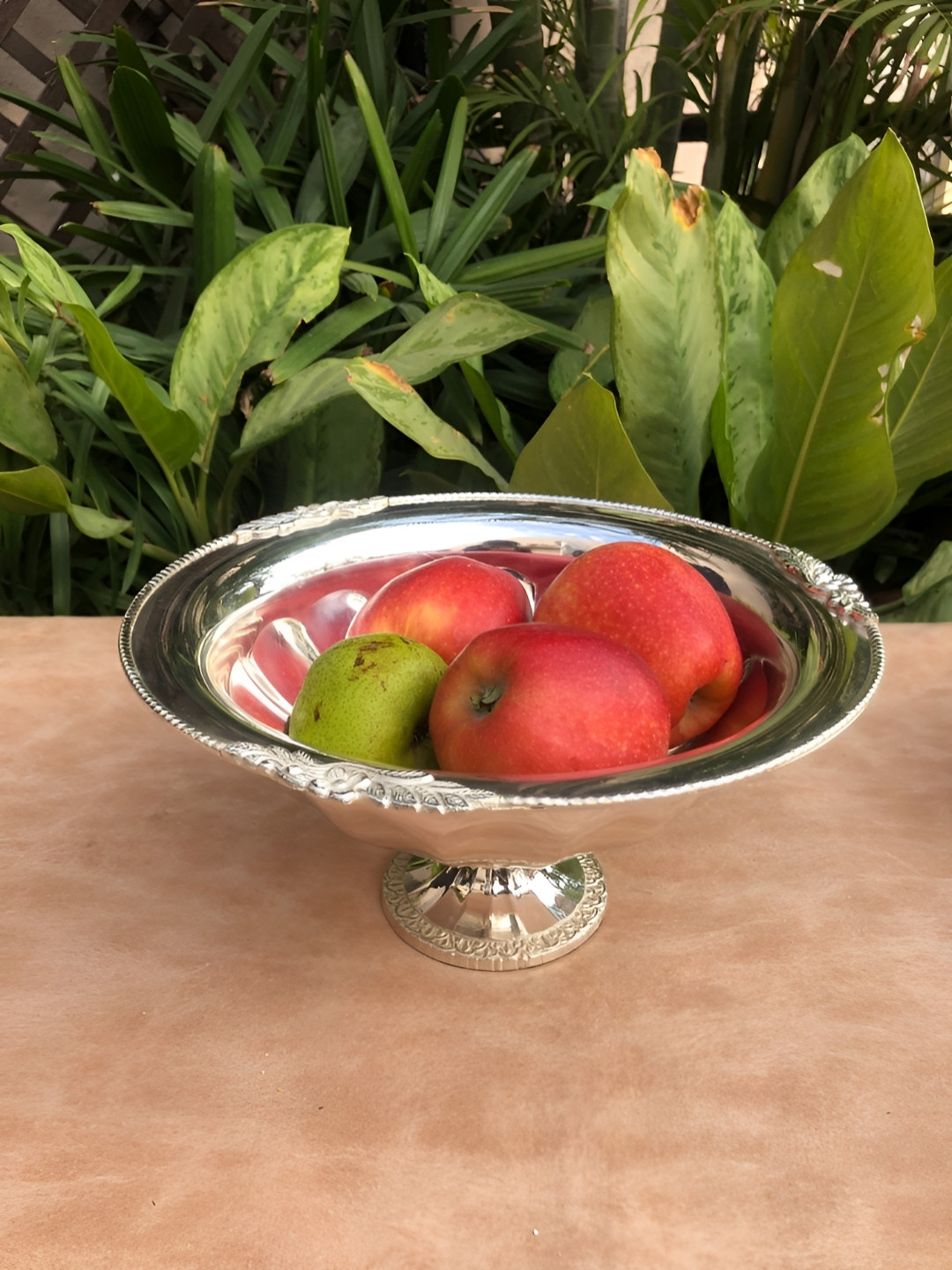 Barn 14 Silver-Plated Textured Fruit Food Platter