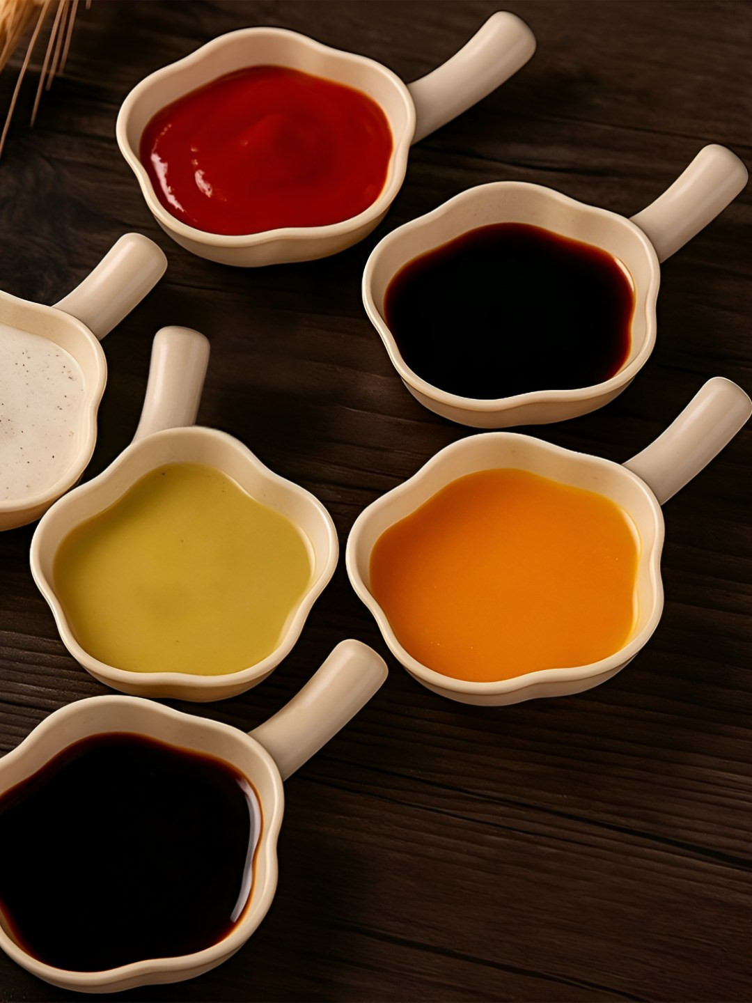 We3 Beige 6 Pieces Plastic Dip Bowls