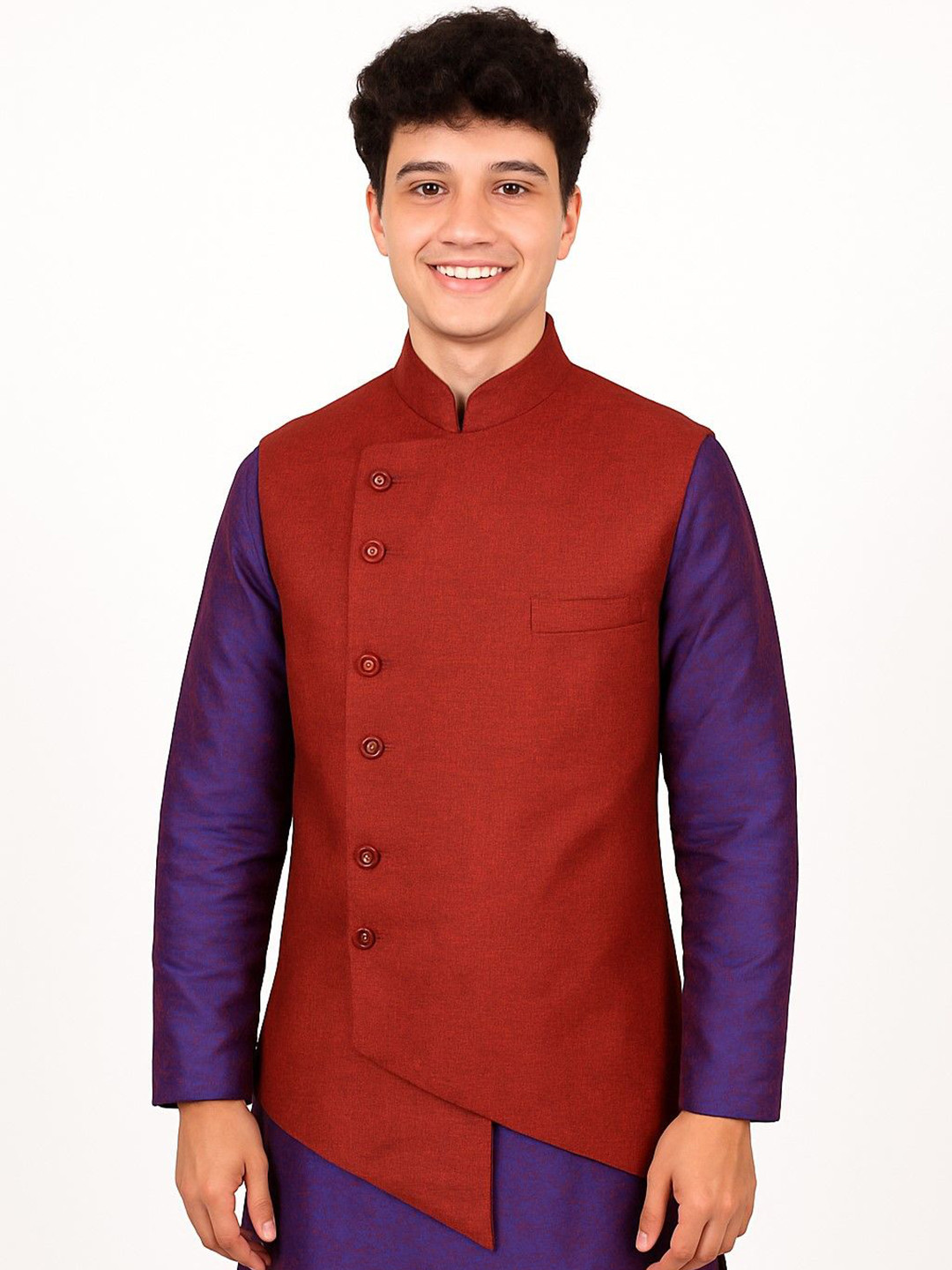 BAESD Asymmetric Double-Breasted Nehru Jacket