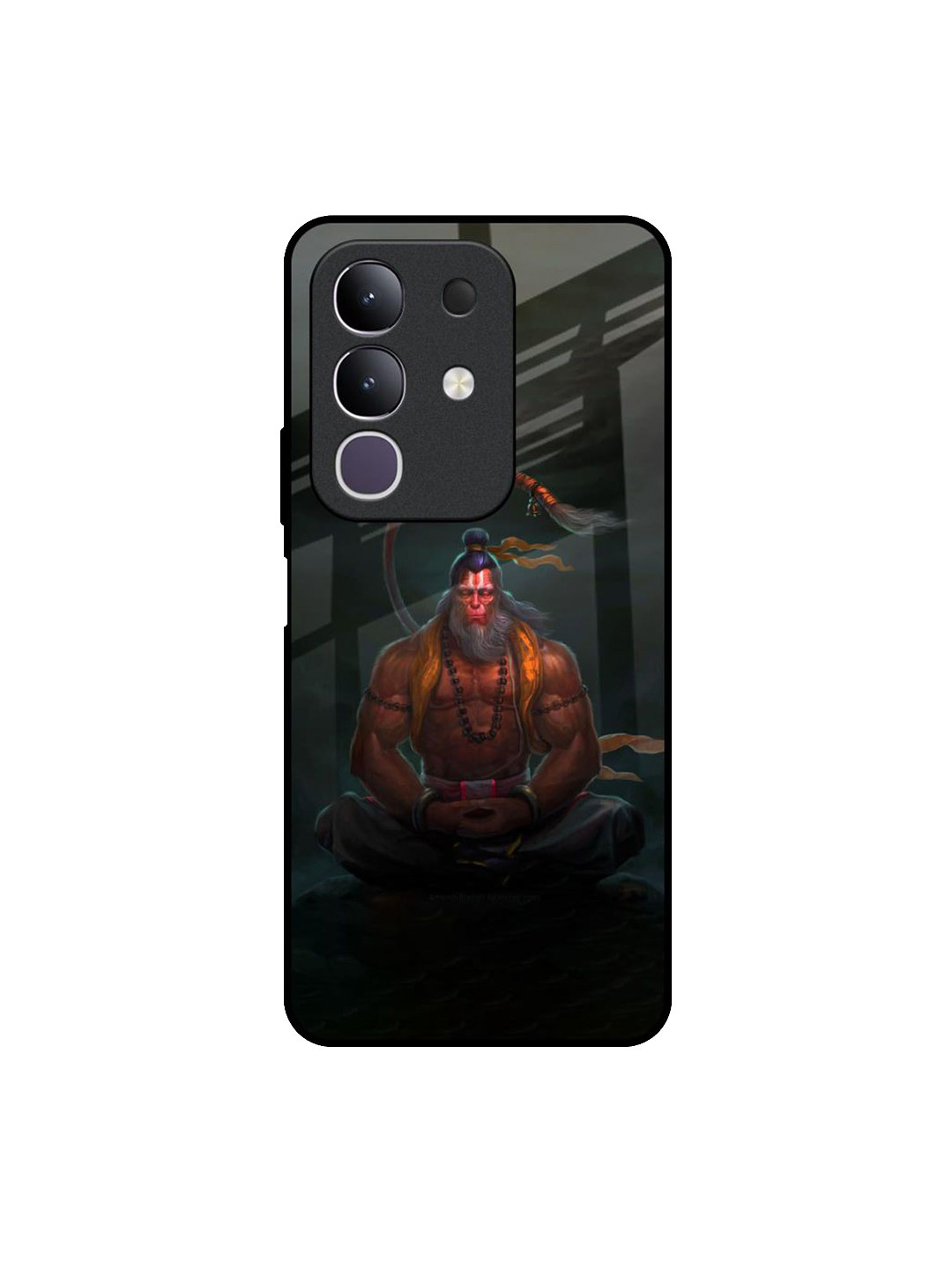 QRIOH Unisex Vivo T4x 5G Lord Hanuman Animated Impact Resistant Glass Back Case