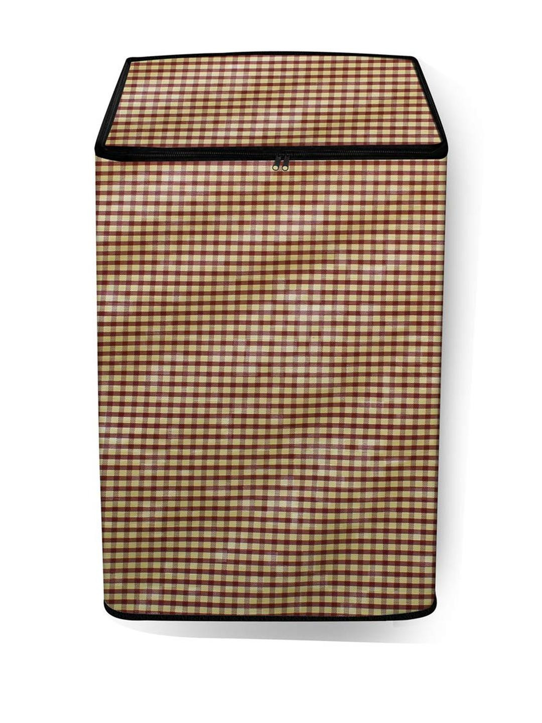 The Furnishing Tree Washing Machine Cover Pin Check Pattern Brown Compatible for Whirlpool 7.5 Kg F