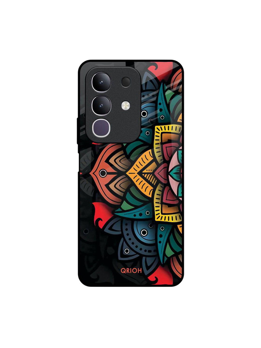QRIOH  Flower Printed Vivo T4x 5G Glass Back Case Mobile Accessories