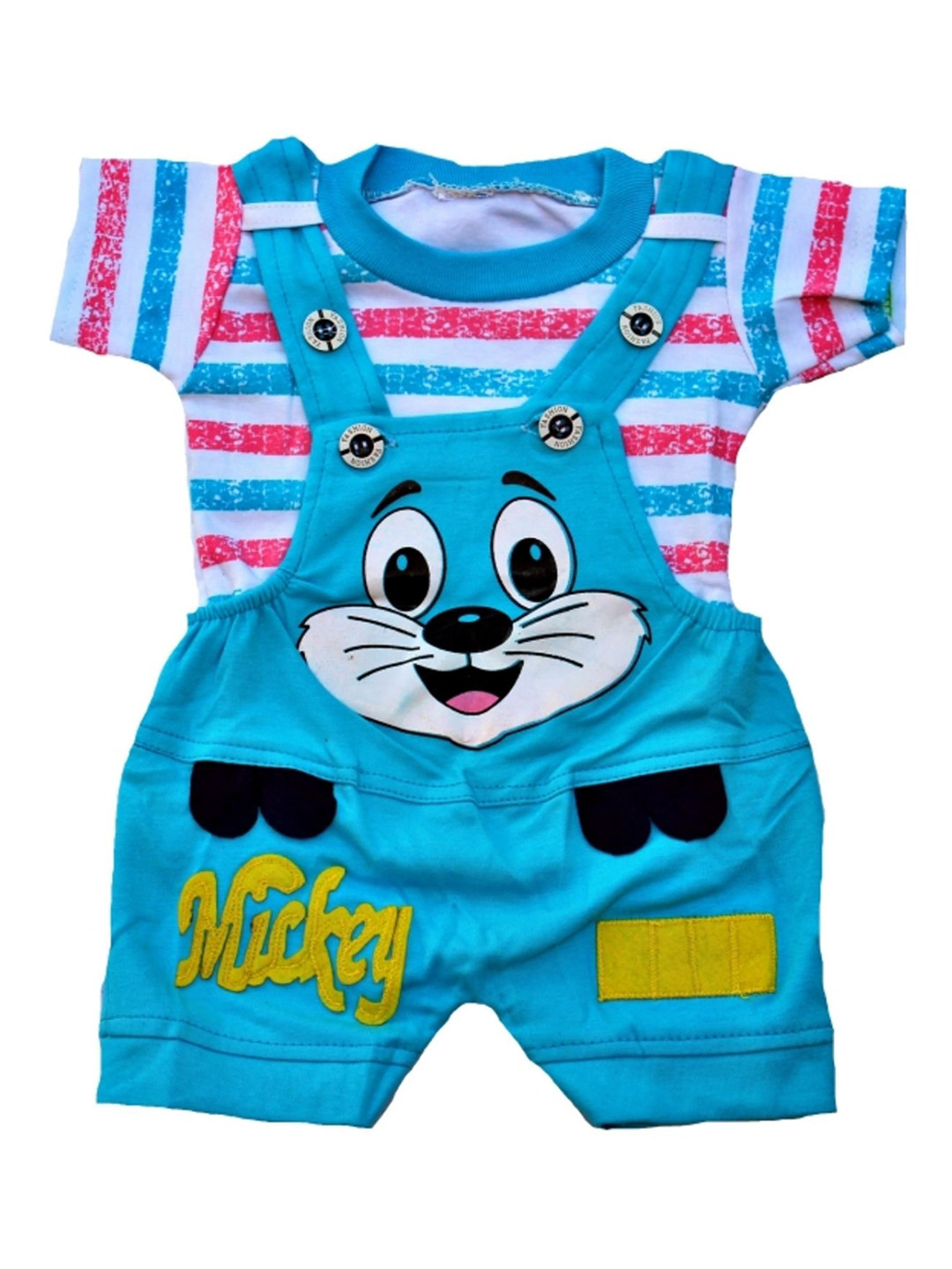 Pohar Creation Infants Printed Dungaree With T-Shirt