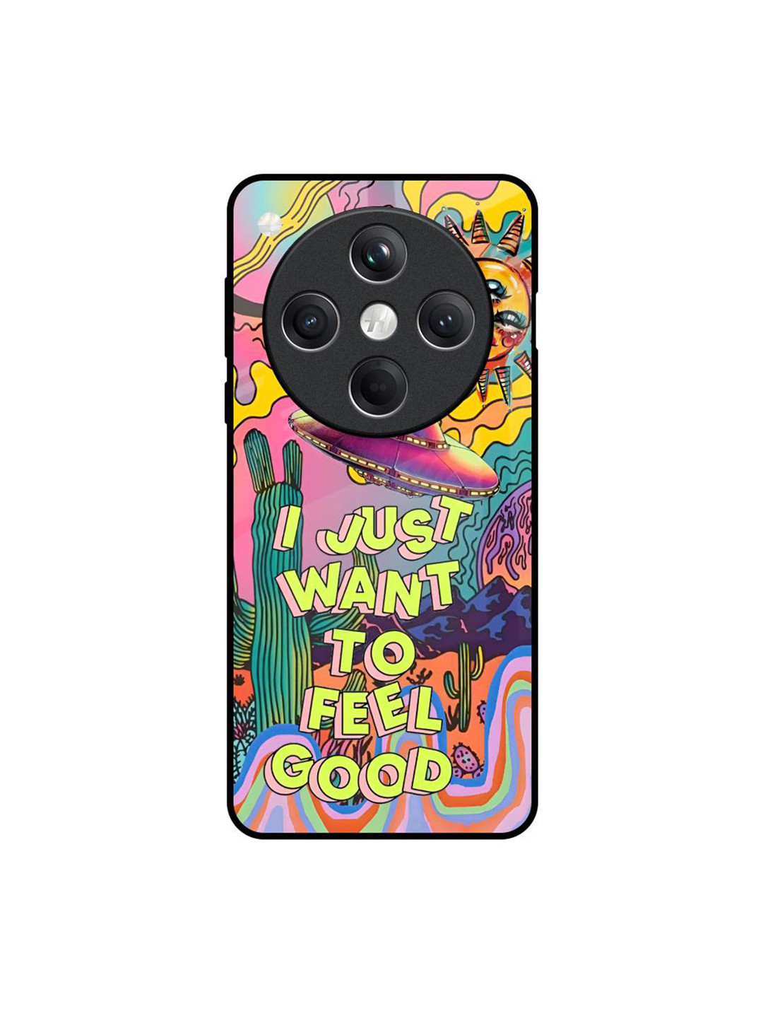 QRIOH Unisex Quirky Printed Oppo Find X8 5G Space Trip Glass Case Mobile Accessories