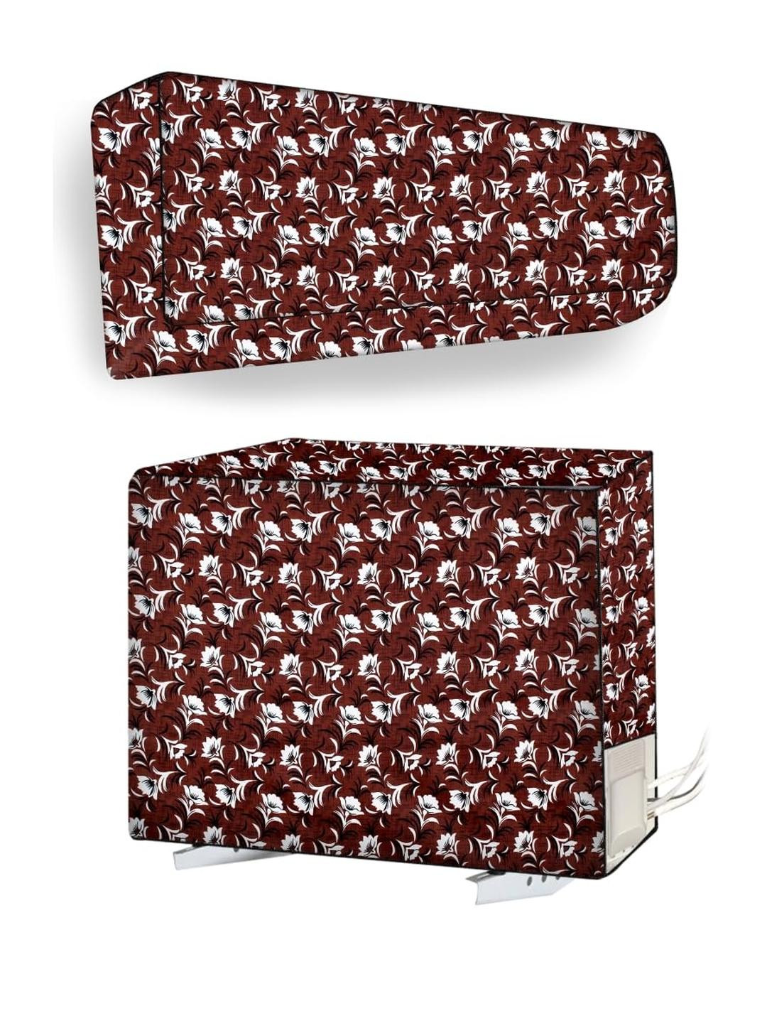 The Furnishing Tree 1 Ton Split AC Cover for Indoor and Outdoor Units Floral Pattern Magenta