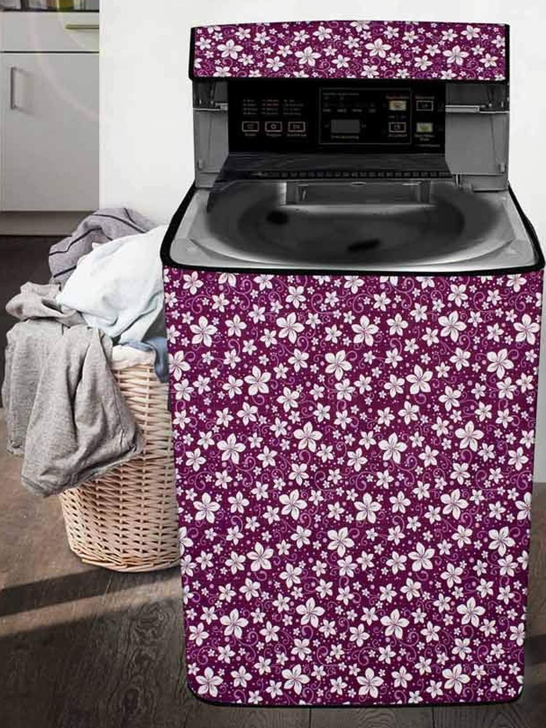 The Furnishing Tree Washing Machine Cover Floral Pattern Purple Compatible for Whirlpool 6.5 Kg Ful