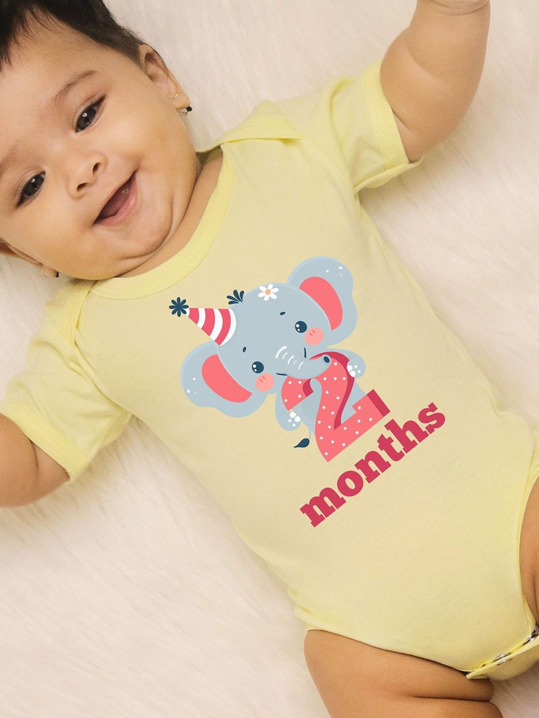 YK Infants Two Month Elephant Printed Cotton Bodysuit