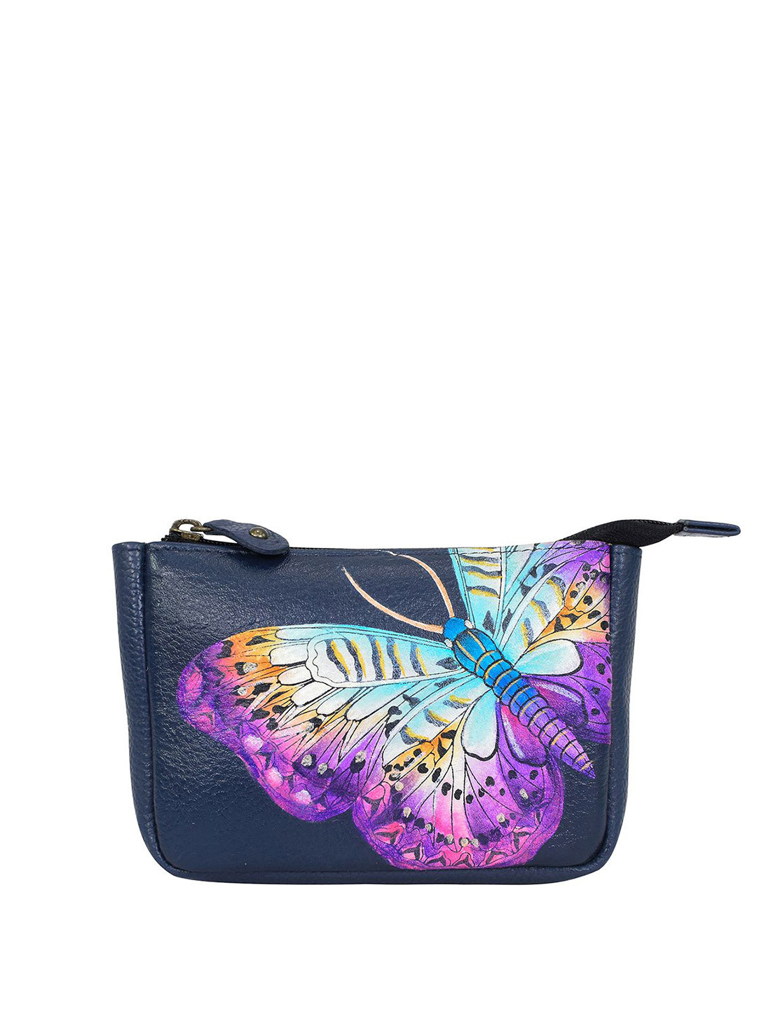 Anuschka Women Magical Wings Navy Hand Painted Leather Coin Wallet