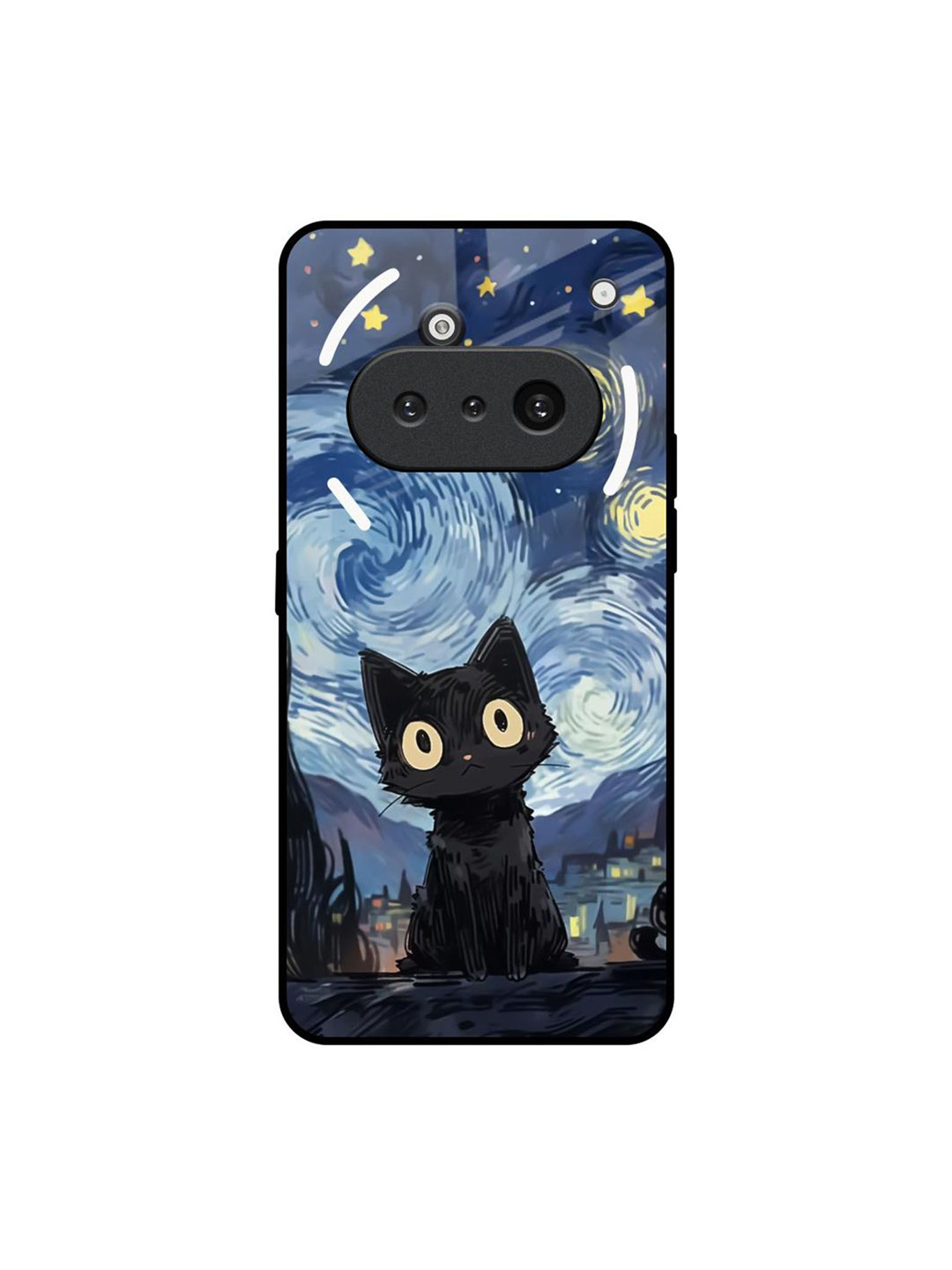 QRIOH Midnight Whiskers Printed Nothing Phone 3a Back Case Mobile Accessories