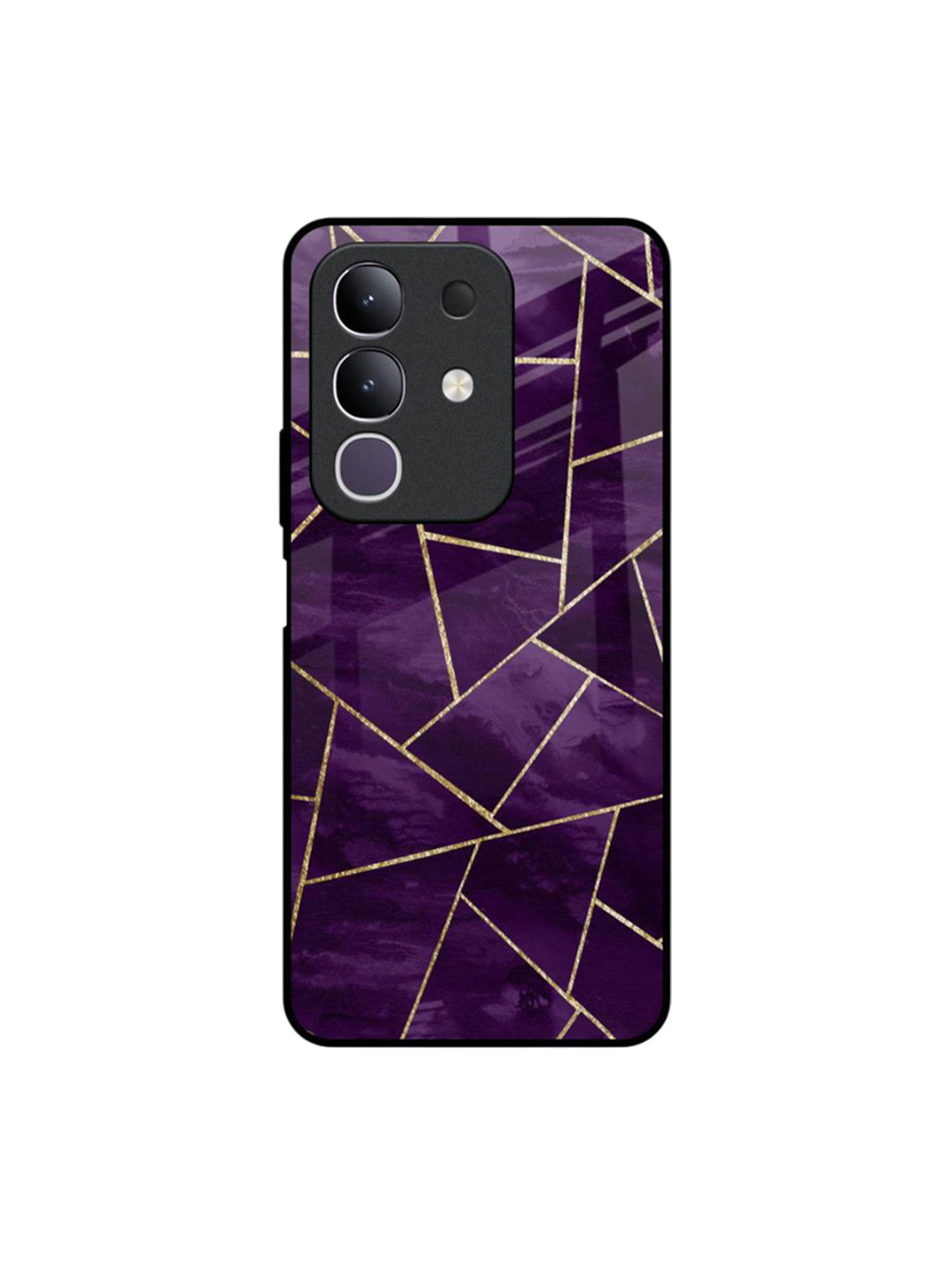 QRIOH Unisex Vivo T4x 5G Geometric Purple Impact Resistant Glass Back Case