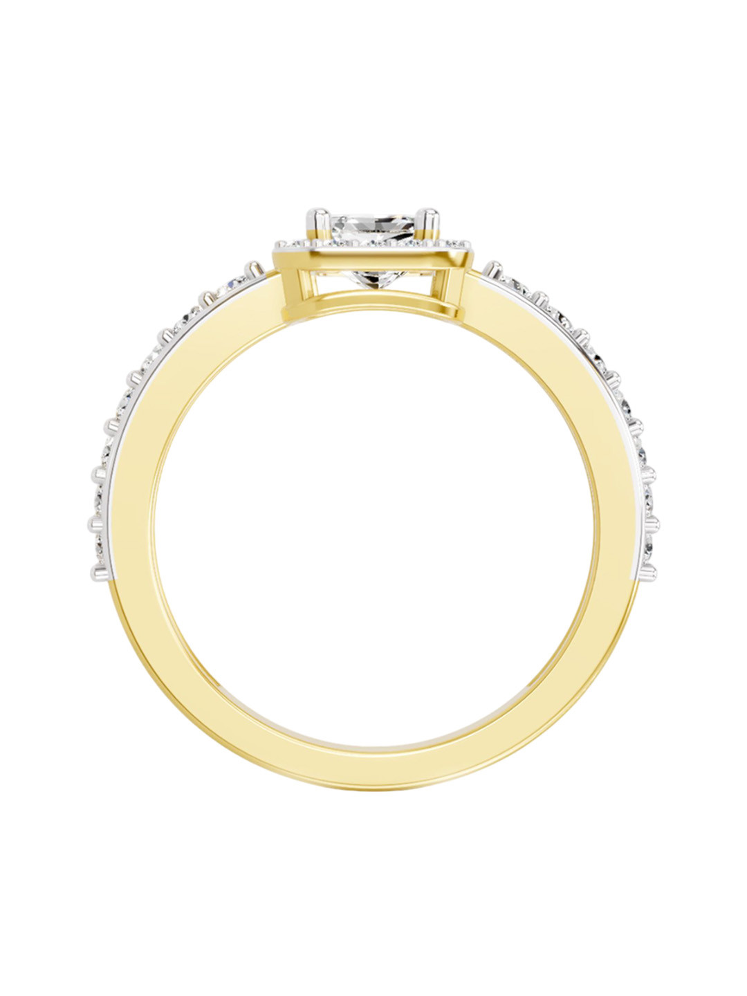 Sparkles 14K Yellow Gold Lab Grown Diamond 1.24 Carat Emerald & Round Shape Diamond Ring