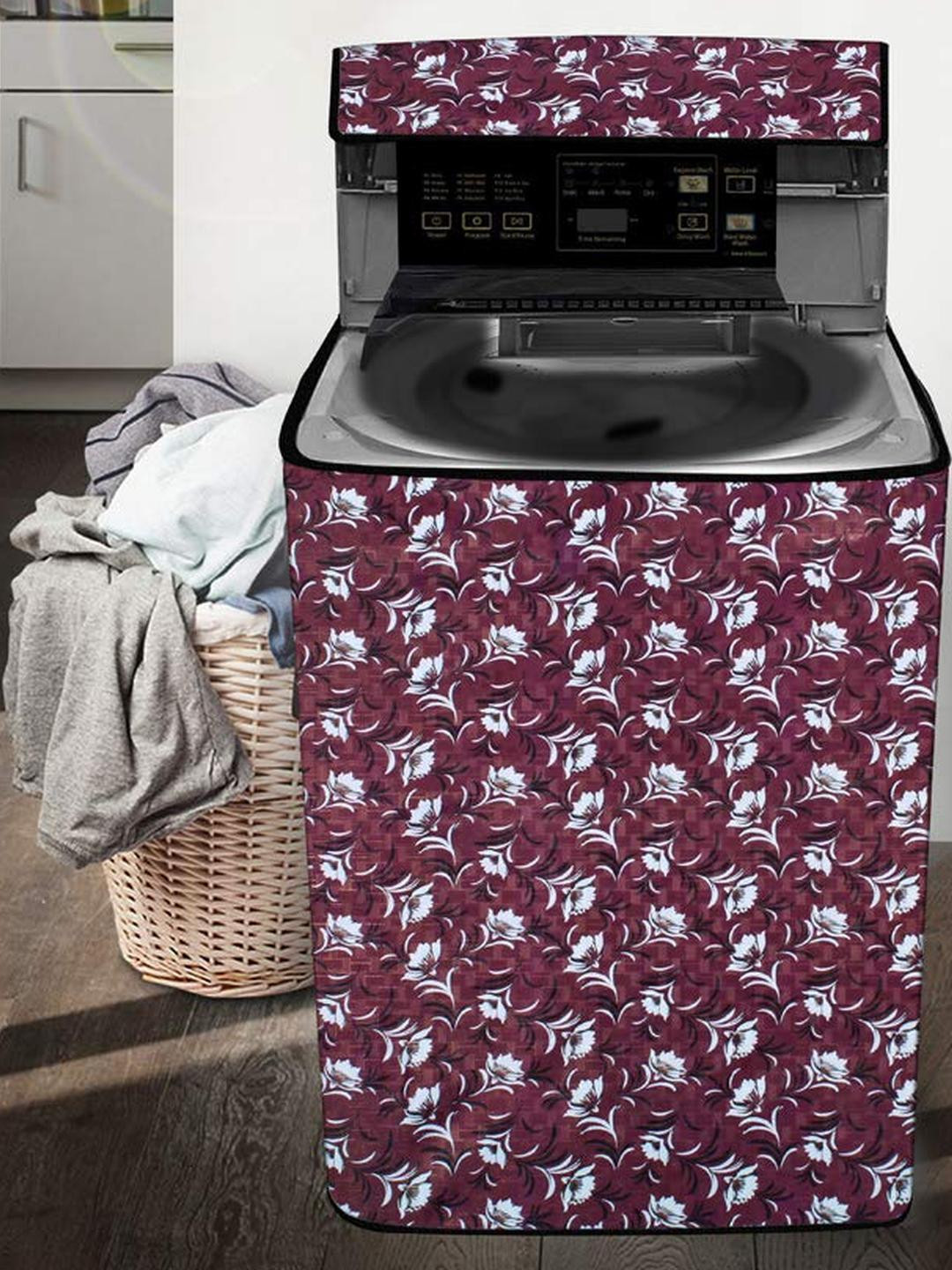 The Furnishing Tree Washing Machine Cover Floral Pattern Magenta Compatible for Whirlpool 7.2 Kg Fu