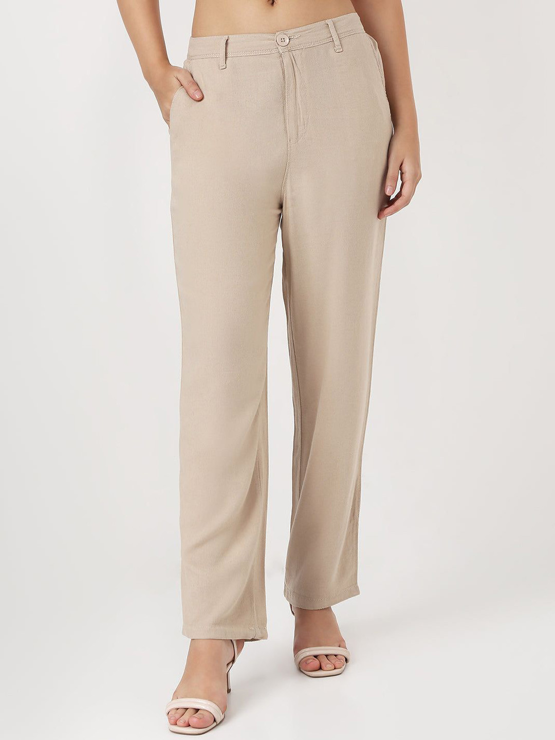 Kraus Jeans Women Straight Fit Mid-Rise Trousers