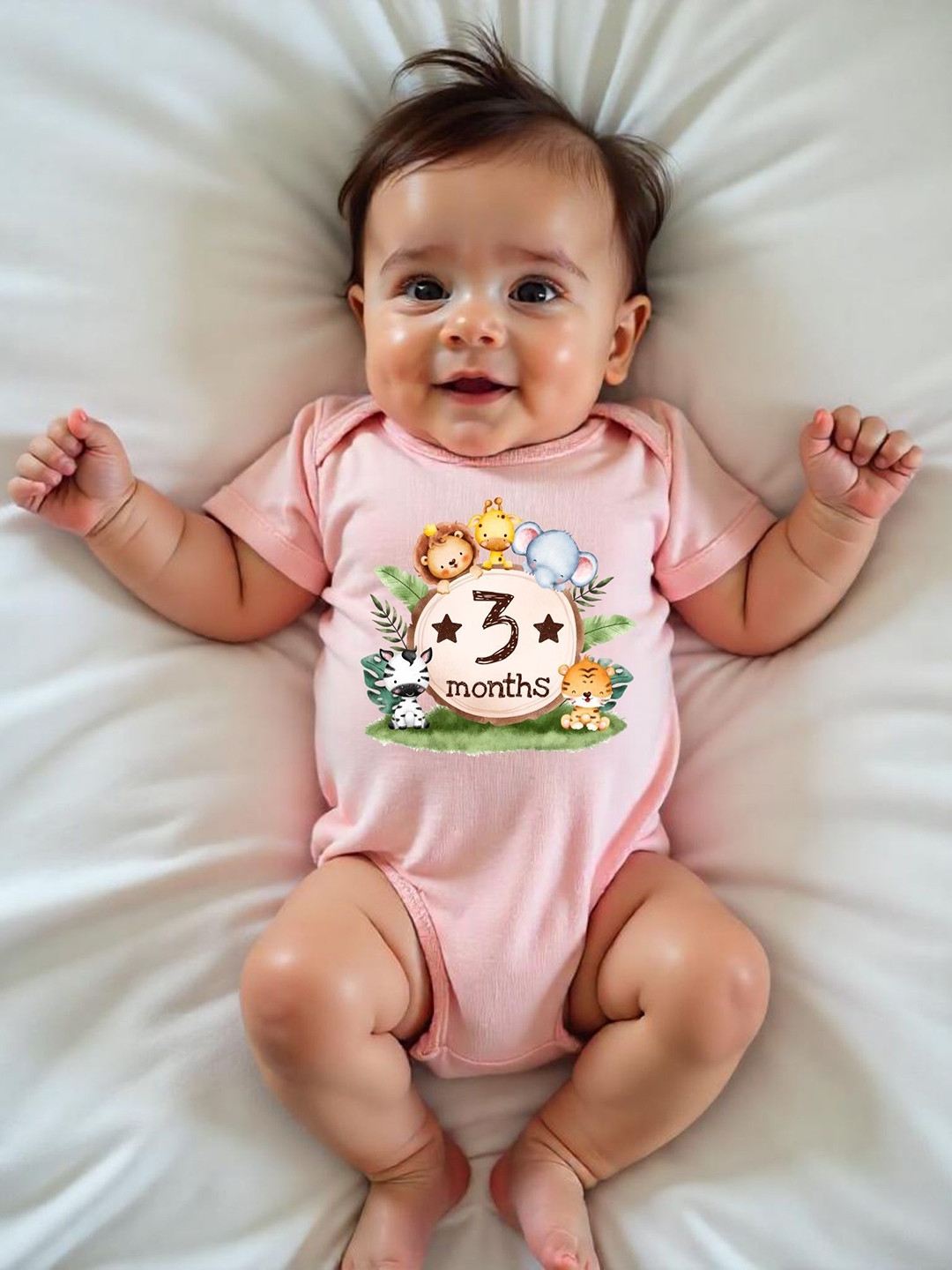 YK Infants Three Month Jungle Printed Cotton Bodysuit