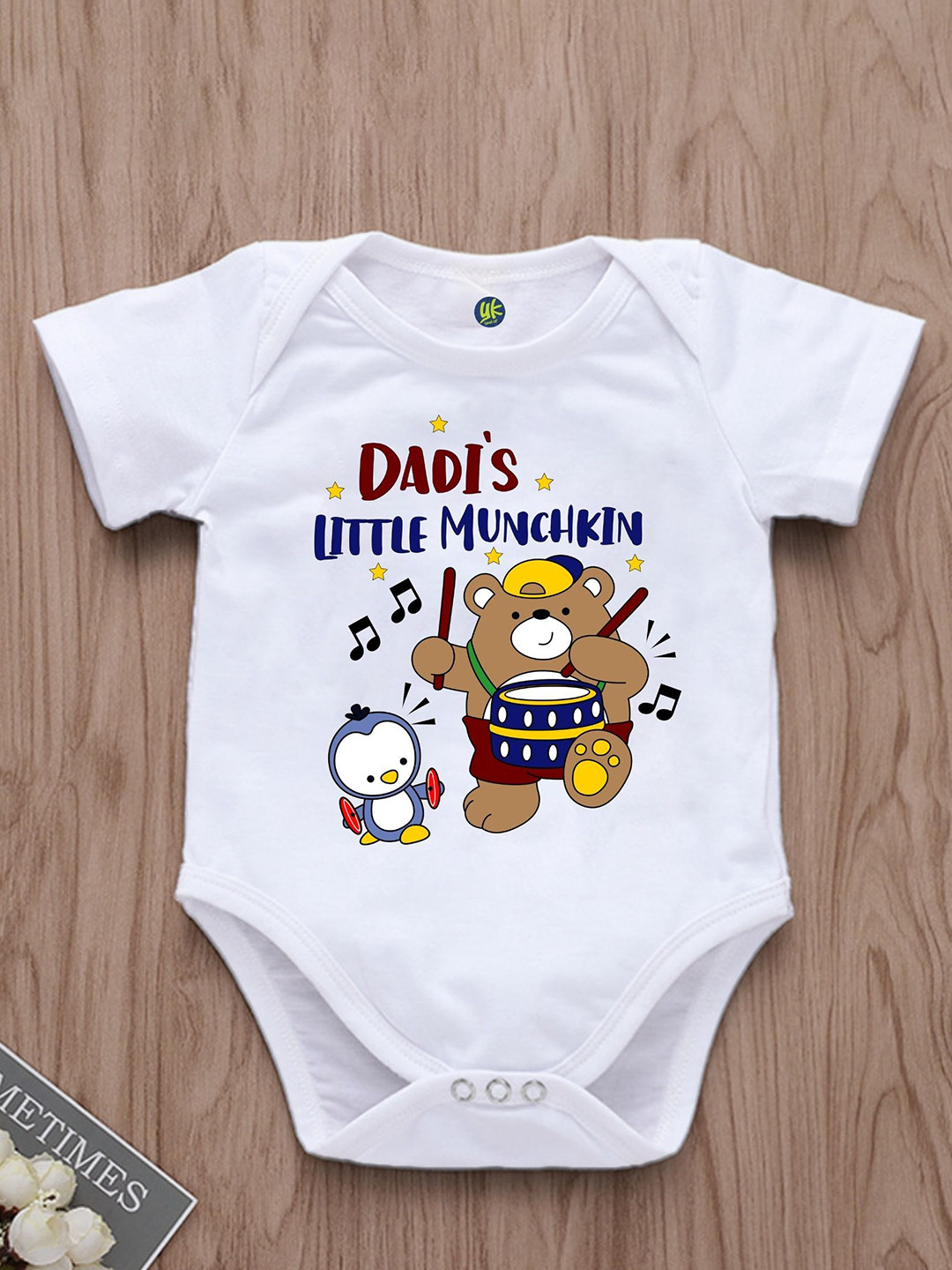 YK Infants Dadi's Little Munchkin! Printed Cotton Bodysuit