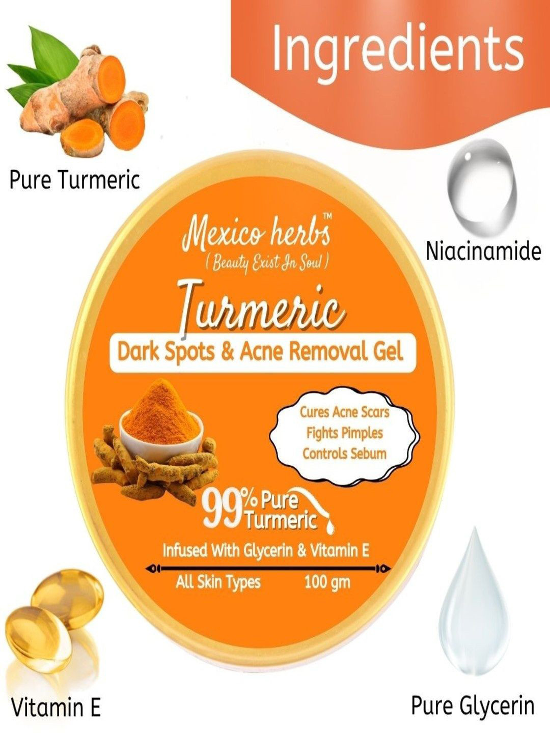 Mexico herbs Turmeric Dark Sport & Acne Removal Gel- 100 g