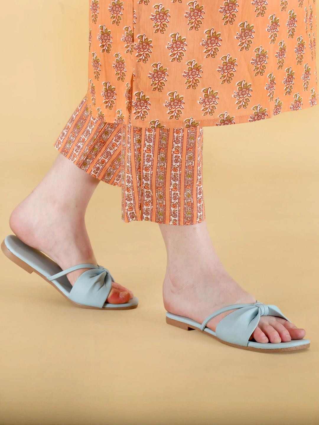 NOWRY Women Blue Leather Sandals