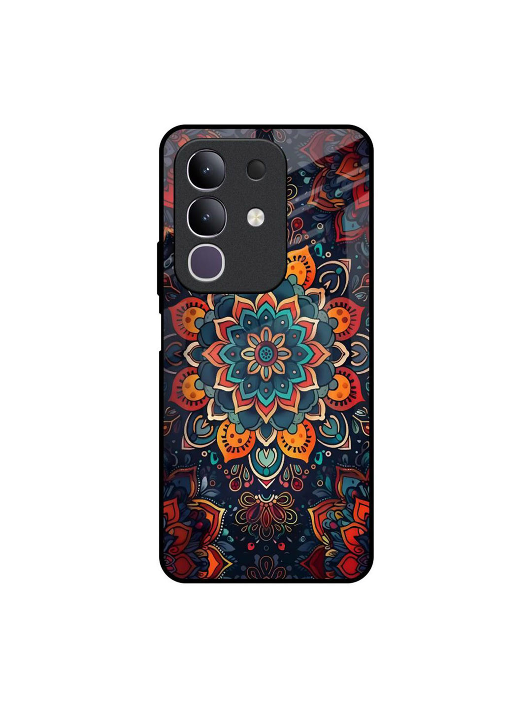 QRIOH Quirky Printed Vivo T4x 5G Boho Orbit Glass Back Case Mobile Accessories