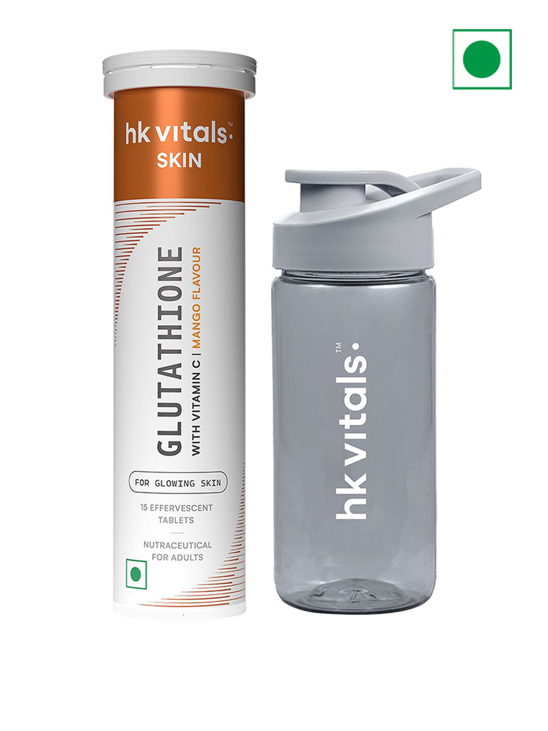 HK VITALS Set Of Mango Flavour Glutathione Effervescent Tablets 15 Tablets With Sipper