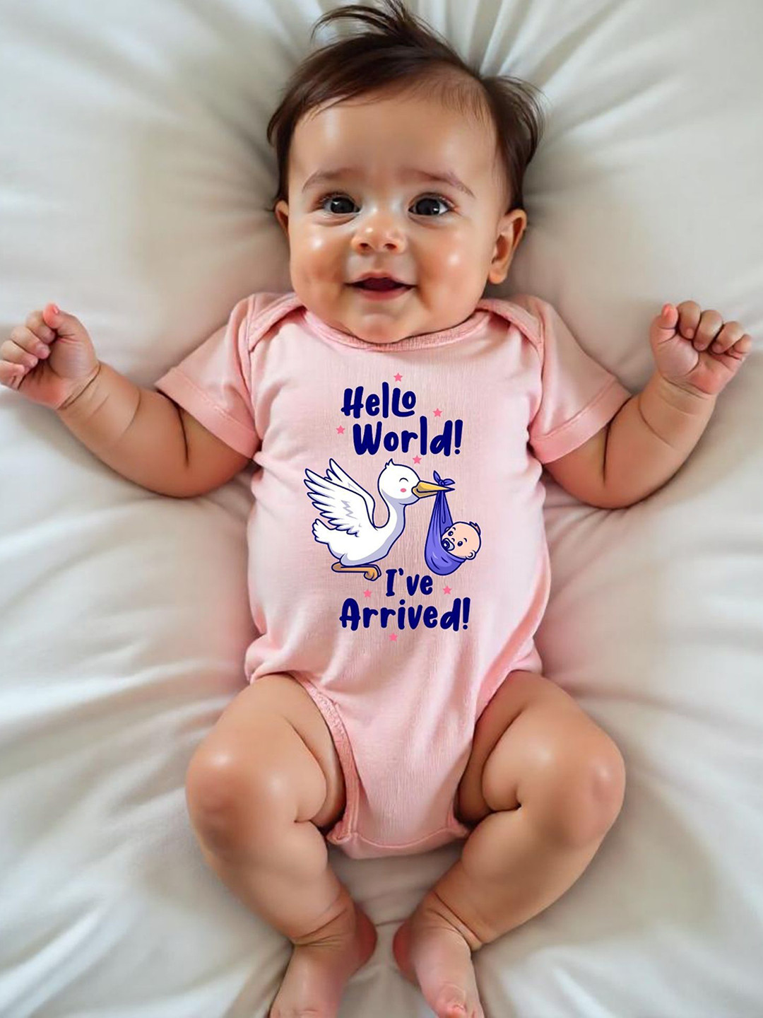 YK Infants Hello World I've Arrived! Printed Cotton Bodysuit