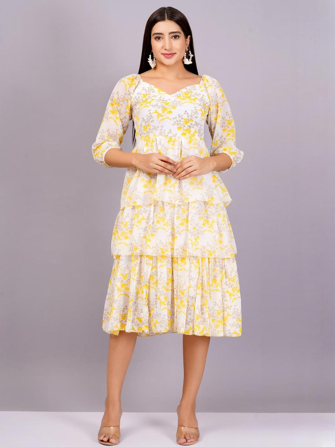 Yellow Georgette Women Dress