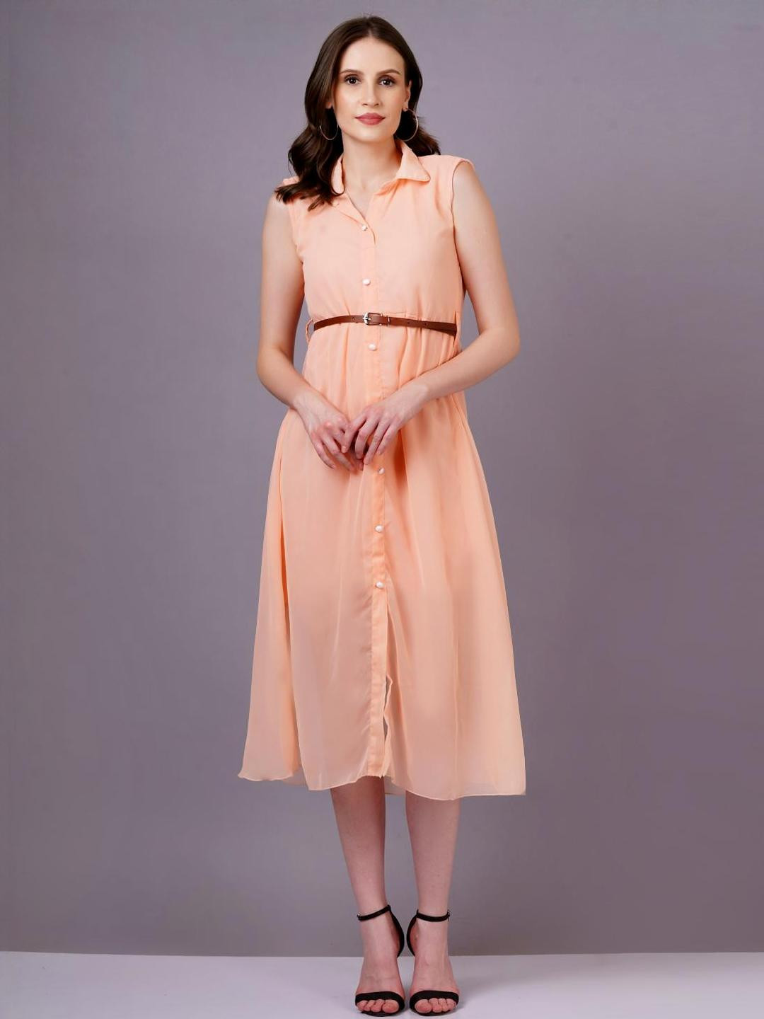 Peach Georgette Women Dress