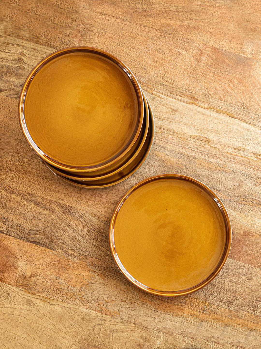 ExclusiveLane Forest Canopy Green & Brown 4 Pieces Ceramic Plates