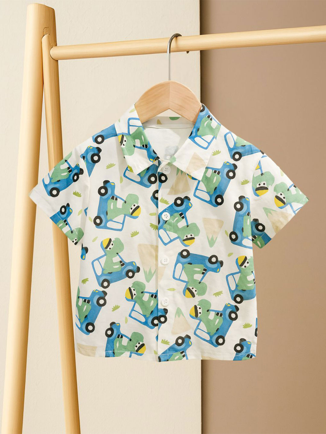 Googo Gaaga Boys Conversational Printed Spread Collar Cotton Casual Shirt