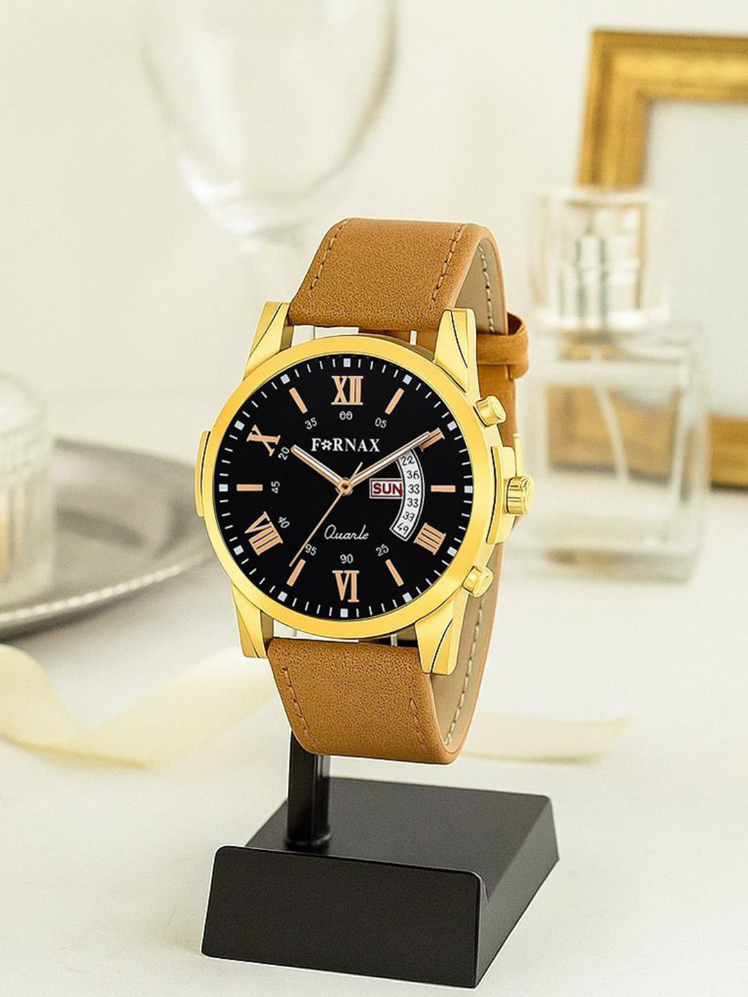 Fornax Men Leather Straps Chronograph Analogue Watch fx54