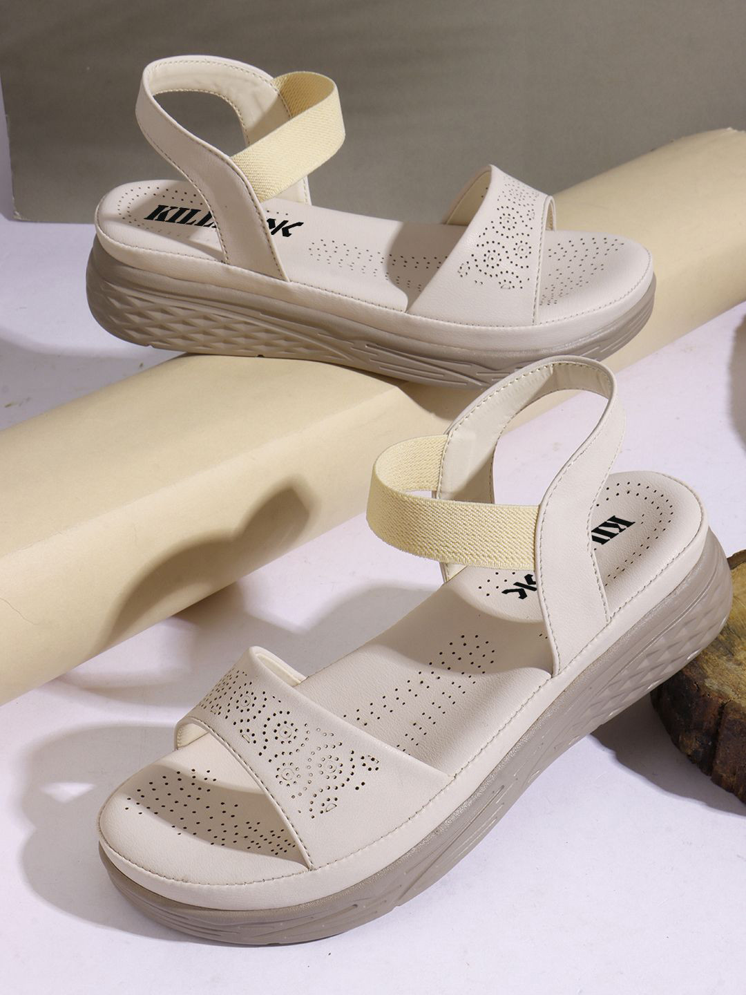 Killer Laser Cuts Open Toe Comfort Heel Sandals