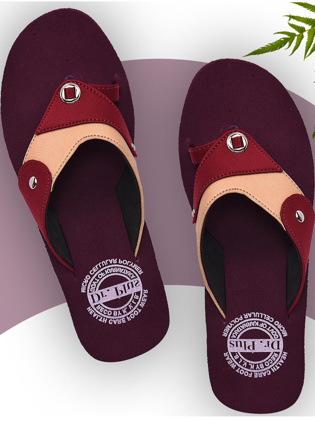 DR.PLUS Women Maroon Synthetic Flip Flops