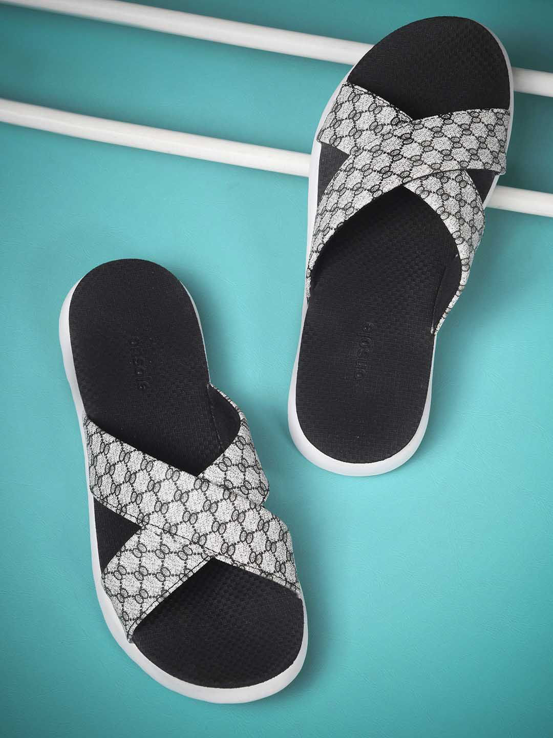 ONSOLE Women Printed Tech Open Toe Sliders